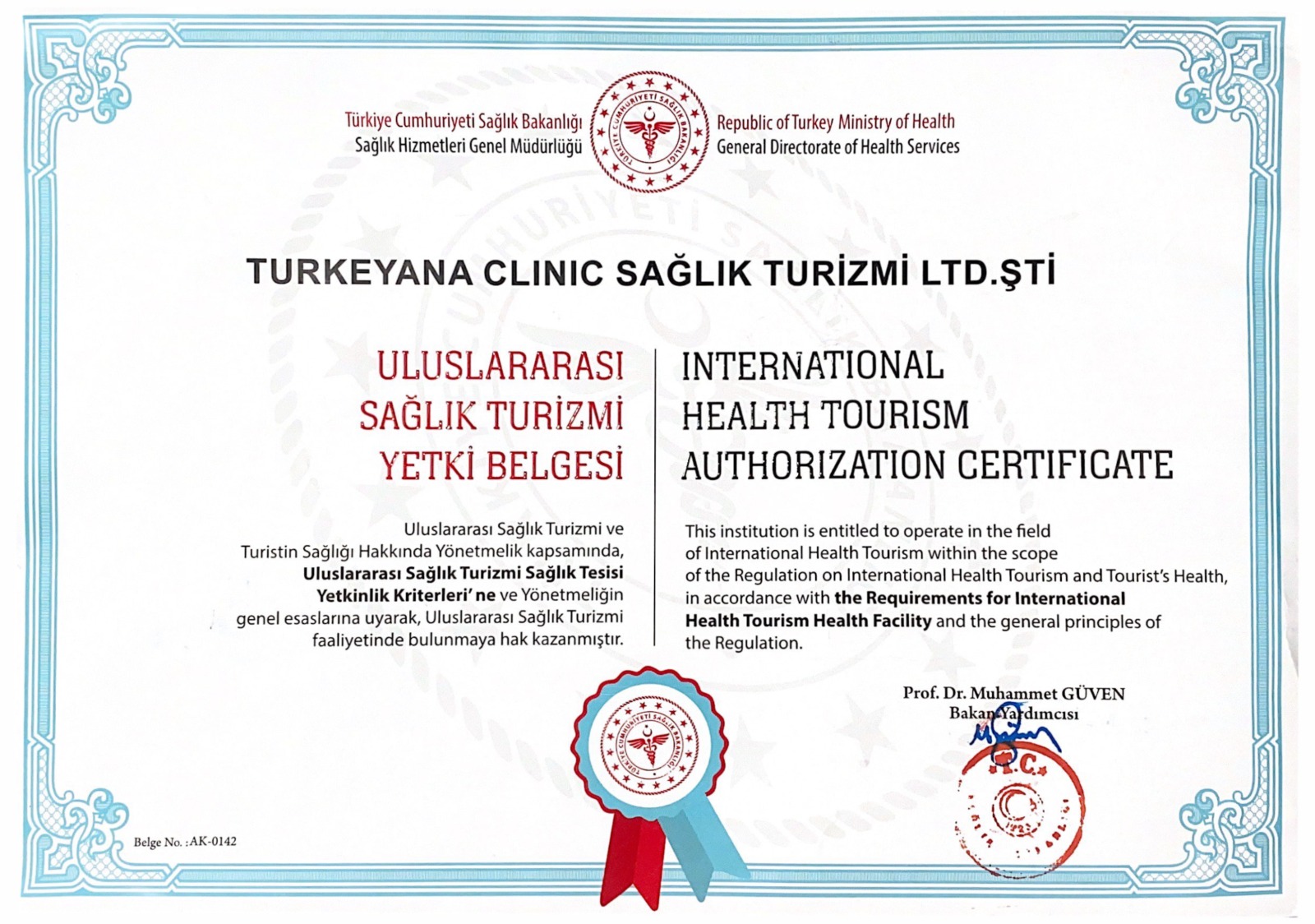 Turkeyana certificate